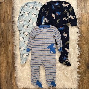 Simple Joys by Carter’s Baby Boy Fleece Footed Pajamas 6–9M Animal Lot of 3